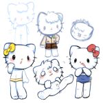 1:1 anthro aprettymelody barefoot blush blush_lines bobtail_cat bodily_fluids bottomwear bow_panties bow_underwear clothed clothing dear_daniel domestic_cat erection feet felid feline felis female flat_chested fur genitals group guide_lines heart_symbol hello_kitty_(character) hello_kitty_(series) lying male mammal mimmy_white nude on_back open_mouth panties panties_only penis question_mark sanrio school_swimsuit sketch skirt small_penis small_tail spread_legs spreading swimwear tail tears topless underwear underwear_only white_body white_fur yellow_clothing yellow_panties yellow_underwear