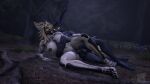 3d_(artwork) anal anal_penetration anthro anus arm_tattoo balls big_balls big_breasts big_penis breast_grab breasts canid canine chest_tattoo digital_media_(artwork) duo evan_(juicyducksfm) fan_character female forest fur genitals glowing glowing_eyes grey_body grey_fur hair hand_on_breast hi_res holding_leg juicyducksfm lagomorph leg_tattoo leporid long_hair looking_at_another looking_at_viewer ludexus lying male male/female mammal muscular muscular_female nature night nude on_back on_side penetration penis petruz_(copyright) plant rabbit rabbit_(petruz) sex skulldog_(species) slim_male tan_body tan_skin tattoo tree zora_(ludexus)