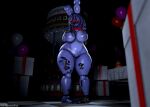 3d_(artwork) animatronic anthro areola big_areola big_breasts blush bow_tie box breasts checkered checkered_floor container crossgender dark_nipples digital_media_(artwork) female five_nights_at_freddy's five_nights_at_freddy's_2 genitals gift_box glistening glistening_body glistening_breasts glowing glowing_eyes hair hand_on_breast hi_res inside lagomorph leporid looking_at_viewer machine mammal messy_hair metal_tongue missing_hand nipples pussy rabbit red_bow_tie red_eyes robot robot_anthro scottgames shy solo source_filmmaker_(artwork) standing teeth thick_thighs tongue watermark wide_hips withered_bonnie_(fnaf) zelyonka