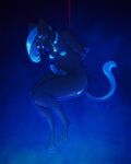 anthro areola arms_tied arms_tied_behind_back bdsm belly belly_fur belly_tuft big_areola blue_background blue_body blue_collar blue_eyebrows blue_eyes blue_eyeshadow blue_fur blue_genitalia blue_genitals blue_hair blue_nipples blue_pawpads blue_paws blue_penis blue_pubes blue_pubic_hair blue_tail blue_tongue blush blush_lines bodily_fluids bondage bound breasts butt chest_tuft collar collar_tag curling_tail dark_room digitigrade domestic_cat drooling drooling_tongue erection eyebrows eyelashes eyes_mostly_closed eyeshadow felid feline felis fur genitals glistening glistening_hair gynomorph hair half-closed_eyes hands_behind_back hanging_breasts heart_tag hi_res intersex knee_tuft knees_bent knees_up leg_tuft light_from_below long_eyelashes long_hair makeup mammal medium_breasts narrowed_eyes navel navel_piercing nipples nude pawpads paws penis piercing pink_nose pubes pynkpommy restraints rope rope_bondage saliva simple_background solo steam suspended_in_midair suspension suspension_bondage sweat sweaty_arms sweaty_breasts sweaty_butt sweaty_legs sweaty_thighs tail tears tears_of_pleasure tongue trans_(lore) trans_woman_(lore) tuft