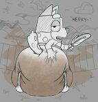 absurd_res anthro big_diaper bluey_(series) canid canine canis chilli_heeler clothed clothing diaper diaper_fetish diaper_only diaper_use digital_media_(artwork) domestic_dog english_text feces female hi_res huge_diaper mammal pooping soiled_diaper soiling soiling_diaper solo stink_fumes tail tenerius text topless unclean_diaper used_diaper wearing_diaper