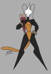 antennae_(anatomy) anthro arthropod black_body clothed clothed_anthro clothed_female clothing featureless_feet feet female female_anthro hi_res highleg highleg_leotard hollow_knight:_silksong hollow_knight_(franchise) insect leotard mask muscular muscular_anthro muscular_female shakra_(hollow_knight:_silksong) signature standing team_cherry wayesh