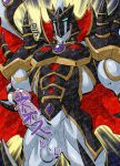  1boy armor bara black_armor black_helmet bodysuit cape censored censored_by_text chest_jewel colored_skin cowboy_shot duel_monster evil_hero_neos_lord forehead_jewel helmet highres large_penis male_focus muscular muscular_male penis shirako_(kirupi) shoulder_armor shoulder_spikes solo spikes standing testicles thighs white_bodysuit white_skin yu-gi-oh! yu-gi-oh!_gx 