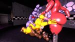 3d_(artwork) avian bear big_breasts big_butt big_penis bird bonnie_(fnaf) breasts brown_body butt canid canine chica_(fnaf) chicken classic_chica_(fnaf) digital_media_(artwork) fellatio female five_nights_at_freddy&#039;s fox foxy_(fnaf) freddy_(fnaf) furrypornenjoyer galliform genitals group gynomorph hand_on_head hand_on_hip hi_res intersex intersex/female lagomorph leporid male male/female mammal on_stage oral penetration penile penis phasianid purple_body rabbit red_body scottgames sex source_filmmaker_(artwork) thick_thighs triple_penetration yellow_body