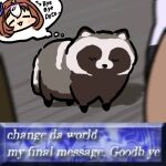  animal_focus change_da_world_(meme) closed_eyes horse_racing_track jazz_jack jockey kochi_racecourse lowres meisho_doto_(umamusume) meme photo-referenced real_life solo_focus tanuki umamusume 