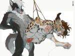  ahegao animal_genitalia animal_penis anthro balls bdsm black_body black_claws black_pawpads blue_eyes bodily_fluids bondage bound brown_hair canid canine canine_genitalia canine_penis canis cheek_tuft chest_tuft claws collar colored_sketch dipstick_tail drooling duo dutch_angle ear_tuft facial_tuft felid feline female fur genitals grey_hair hair hale. hands_behind_back hi_res knot looking_pleasured low-angle_view lynx male male/female mammal mane mane_hair markings messy_hair moan motion_lines multicolored_body neck_tuft nightdancer_(character) open_mouth pawpads penetration penile penile_penetration penis pink_pawpads restraints rope rope_bondage rope_harness saliva sex short_hair short_tail simple_background sketch spots spotted_body spotted_fur suspension suspension_bondage tail tail_markings tan_body tongue tongue_out tuft two_tone_body vaginal vaginal_penetration white_background wolf yellow_eyes zaire_(nightdancer) 