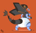 3_fingers ageplay ambiguous_gender anthro arm_warmers armwear artist_logo back_wings bib black_body black_tail blue_pacifier bubblepuppers claws clean_diaper clothed clothing compression_artifacts diaper digital_drawing_(artwork) digital_media_(artwork) dropping_object finger_claws fingers flygon full-length_portrait generation_3_pokemon infantilism innocentenough legwear logo looking_back lupi_(innocentenough) markings nintendo open_mouth orange_background pacifier pattern_arm_warmers pattern_armwear pattern_clothing pattern_legwear pattern_thigh_highs pokemon pokemon_(species) portrait rear_view roleplay scalie simple_background snaggle_tooth solo standing striped_arm_warmers striped_armwear striped_clothing striped_legwear striped_markings striped_tail striped_thigh_highs stripes surprised tail tail_markings thigh_highs toe_claws wearing_diaper wings