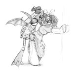 against_surface against_wall blush bodily_fluids bow_ribbon clothed clothing clothing_lift dress dress_lift duo eye_contact female glitch_productions hand_on_leg hand_on_thigh hi_res humanoid hunched_over living_toy looking_at_another looking_back nonbinary_(lore) rag_doll_(toy) ragatha_(tadc) shovelynnne size_difference smaller_female sweat sweatdrop the_amazing_digital_circus zooble_(tadc)