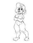  2020 anthro barefoot canid canine canis clothing crossed_arms disney domestic_dog female goof_troop hair mammal monochrome nukoss1 roxanne_(goof_troop) short_hair sketch solo thick_thighs 