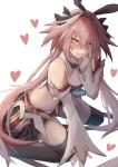  1boy absurdres animal_ears armor armored_dress astolfo_(fate) astolfo_(saber)_(fate) bangs black_bow black_footwear black_legwear black_ribbon blush bow bowtie bunny_ears bunny_hair_ornament closed_mouth dress eto_mitsuba fang fate/grand_order fate_(series) full_body hair_between_eyes hair_bow hair_intakes hair_ornament hair_ribbon happy heart highres long_hair long_sleeves looking_at_viewer low_twintails male_focus multicolored_hair otoko_no_ko pink_hair purple_eyes ribbon simple_background sitting smile solo streaked_hair thighhighs tongue tongue_out twintails white_background 