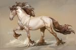  2020 ambiguous_gender aonikaart brown_hair digital_media_(artwork) equid equine feral hair hooves horse mammal solo standing 