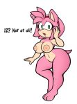  accessory amy_rose anthro big_breasts breasts concerned dialogue eulipotyphlan featureless_crotch female green_eyes hair headband hedgehog looking_at_viewer mammal navel nude pink_body pink_hair simple_background solo sonic_the_hedgehog_(series) stunnerpony white_background wide_hips 