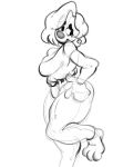  anthro barefoot beauty_mark bottomwear breasts canid canine canis cleavage clothed clothing disney domestic_dog female goof_troop hair jeans mammal monochrome nukoss1 pants roxanne_(goof_troop) short_hair sketch solo thick_thighs 