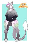  1ceberg absurd_res animal_genitalia animal_penis anthro balls clothing equid equine equine_penis erection genitals girly hands_in_pockets hi_res hoodie hooves horn male mammal penis pockets solo standing topwear unicorn 