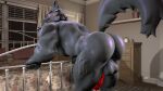 3d_(artwork) anthro balls bent_over big_butt blush bubble_butt butt canid canine canis digital_media_(artwork) erection fur genitals hi_res huge_butt inside kyleroo looking_at_viewer looking_back male mammal muscular muscular_anthro muscular_male nude penis presenting presenting_hindquarters smile solo source_filmmaker_(artwork) tail teeth thick_thighs wolf wolf_(petruz)