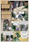 anthro bed canid canine clothed clothing comic countershade_fur countershading detailed_background dialogue digital_media_(artwork) dipstick_tail door dragon english_text farin fox fur furniture geminisaint gloves_(marking) group hi_res horn inside lying male mammal markings mythological_creature mythological_scalie mythology page_number scalie sekk&#039;ral sekk&#039;ral&#039;s_father tail tail_markings text topless touching_chest