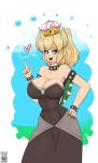  &lt;3 alternate_species animal_humanoid big_breasts blonde_hair blue_eyes blush bowser bowsette_meme breasts cleavage clothed clothing collar crossgender crown female hair halotroll hand_on_hip hi_res horn humanoid koopa looking_at_viewer mario_bros meme nintendo open_mouth scalie smile solo spikes standing super_crown teeth tongue video_games wide_hips 