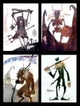  1girl 1other 2boys axe baphomet_(ragnarok_online) black_hat buttons candelabra candlestand commentary_request cross cyanporoco fake_horns full_body furry furry_male goat_boy hat helmet holding holding_axe holding_scythe holding_shield horned_helmet horns jack-o&#039;-lantern_head jakk_(ragnarok_online) korean_commentary long_hair looking_at_viewer marionette marionette_(ragnarok_online) multiple_boys official_art orc_skeleton puppet ragnarok_online scythe shield skeleton standing tombstone top_hat undead 