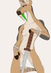  anthro breasts cervid dreamworks female jade_tusk kneeling kung_fu_panda mammal melee_weapon muscular muscular_anthro muscular_female nude pose sketch small_breasts solo sword thewugoddess tusks water_deer weapon 