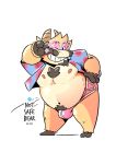  belly boke_(bokensfw) bovid bulge caprine chest_tuft clothed clothing eyewear gesture goat hi_res male mammal nipples notsafebear overweight overweight_male partially_clothed simple_background smile solo sunglasses tuft v_sign white_background 
