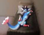  amira_(cafe_plaisir) bed eeveelution female feral foxydraws furniture genitals hi_res looking_at_viewer nintendo pok&eacute;mon pok&eacute;mon_(species) pussy solo stretching vaporeon video_games 