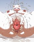  anthro anus blush bodily_fluids boss_monster bovid breasts caprine clitoris ejaculation female fur genital_fluids genitals hi_res horn long_ears mammal mature_female nezumi_(artist) nipples nude purple_eyes pussy pussy_ejaculation pussy_juice solo spread_pussy spreading thick_thighs toriel undertale video_games white_body white_fur 