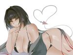  1girl alternate_costume animal_ears bikini black_bikini breasts cleavage highres jane_doe_(zenless_zone_zero) long_hair mouse_ears mouse_girl mouse_tail s7nsles sharp_tail simple_background solo swimsuit tail white_background zenless_zone_zero 