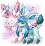  &lt;3 ambiguous/ambiguous ambiguous_gender blue_body blue_fur blush bow_tie duo eeveelution face_lick feral fur glaceon happy licking nintendo pink_body pink_fur pok&eacute;mon pok&eacute;mon_(species) quadruped ribbons smile sylveon tongue tongue_out video_games white_body white_fur zecknot 