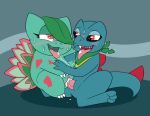  2020 blue_body blush bodily_fluids bulbasaur claws crocodilian cum cum_in_pussy cum_inside cum_splatter duo elemental_creature female female_penetrated feral feral_on_feral feral_penetrated feral_penetrating feral_penetrating_feral flora_fauna genital_fluids genitals green_body hair hair_over_eye half-closed_eyes hi_res interspecies looking_pleasured male male/female male_penetrating male_penetrating_female mastery_position narrowed_eyes neckerchief nintendo not_a_furfag nude one_eye_obstructed penetration penile penile_penetration penis plant pok&eacute;mon pok&eacute;mon_(species) pussy red_eyes reptile saliva saliva_string scalie sex tongue tongue_out totodile vaginal vaginal_penetration video_games 