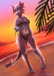  2020 4_toes 5_fingers absurd_res anthro beach clothed clothing day detailed_background digital_media_(artwork) eri-yo female fingers hi_res huge_filesize outside pink_eyes sand seaside shoreline sky text toes url water 