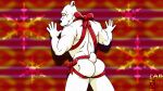 2013 5_fingers anthro bear biped black_nose butt christmas closed_smile digital_drawing_(artwork) digital_media_(artwork) eyes_closed fabfelipe fingers fur holidays humanoid_hands male mammal mouth_closed muscular muscular_anthro muscular_male polar_bear rear_view red_bow_ribbon red_ribbon scut_tail short_tail smile solo standing tail ursine white_body white_fur