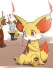  ambiguous_gender anthro black_nose blush braixen canid canine chest_tuft delphox ear_tuft eating fennekin feral fur hi_res japanese_text koorinezumi mammal nintendo pawpads pok&eacute;mon pok&eacute;mon_(species) pupils red_body red_fur shoulder_tuft slit_pupils stick text translation_request tuft video_games white_body white_fur yellow_body yellow_fur 