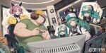  !? 1boy 1girl absurdres akiha_rumiho akiha_rumiho_(cosplay) antonina_(neural_cloud) aqua_hair baseball_cap brown_hair character_request check_character commentary_request controller copyright_name cosplay crossover douwo_mkd fat fat_man fisheye game_cg game_controller girls&#039;_frontline girls&#039;_frontline_neural_cloud glasses gloves green_eyes green_shirt hashida_itaru hat headphones highres holding holding_controller holding_game_controller image_in_thought_bubble indoors maid monitor official_art otaku pink_hair pom_pom_(cheerleading) second-party_source shirt steins;gate t-shirt taisch_(neural_cloud) yellow_eyes 