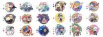  4girls 6+boys aerodactyl alder_(pokemon) alolan_exeggutor arm_up armor belt black_cape black_coat black_hair black_pants blonde_hair blue_eyes blue_oak brown_hair calyrex calyrex_(rider) cape charizard charizard_pose chibi chibi_only closed_mouth coat commentary_request crossed_arms cynthia_(pokemon) cynthia_(sygna_suit)_(renegade)_(pokemon) deoxys diantha_(pokemon) diantha_(special_costume)_(pokemon) dragonite garchomp gardevoir geeta_(pokemon) giratina glastrier glimmora green_hair green_hat hair_ornament hair_rings hat highres hydreigon iris_(pokemon) jacket keldeo lance_(pokemon) leon_(holiday_2021)_(pokemon) leon_(pokemon) long_hair looking_at_viewer metagross milotic multiple_boys multiple_girls open_clothes open_jacket outstretched_arm pants pidgeot pikachu pointing pokemon pokemon_(creature) pokemon_bw pokemon_bw2 pokemon_dppt pokemon_emerald pokemon_frlg pokemon_hgss pokemon_lgpe pokemon_masters_ex pokemon_oras pokemon_rse pokemon_sv pokemon_swsh pokemon_xy purple_pants red_(pokemon) red_(sygna_suit)_(thunderbolt)_(pokemon) red_hair shirt shoes short_hair smile spiked_hair standing steven_stone steven_stone_(special_costume) steven_stone_(sygna_suit) stoutland vest volcarona wallace_(pokemon) white_cape white_coat white_hat white_shoes y_(036_yng) 