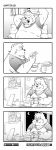  2020 absurd_res american_black_bear anthro bed belly black_bear clothing comic controller cute_fangs delivery_bear_service eyes_closed eyewear food furniture game_controller gaming glasses hi_res kamui_shirow kermo_(kamui_shirow) kermode_bear male mammal overweight overweight_anthro overweight_male pillow playing_videogame shirt solo tired topwear ursid ursine 