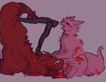 artificer_(rain_world) blood blush bodily_fluids fellatio female feral gore gullswoop hunter_(rain_world) impalement male male/female melee_weapon open_mouth oral penile pinned pinned_to_ground pinned_to_wall polearm rain_world scratches sex slugcat spear tears videocult weapon