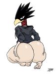  2020 3:4 anthro avian big_butt bird bubble_butt butt butt_focus cervid choker clothed clothing corvid corvus_(genus) crow digital_media_(artwork) feet focus for_a_head fumikage_tokoyami goth hand_on_butt hoodie huge_butt human human_only jewelry looking_at_viewer male male/male mammal my_hero_academia necklace not_furry oscine partially_clothed passerine presenting presenting_hindquarters raven solo student topwear ttherandom watermark 