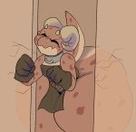  absurd_res annoyed anthro bandeau belt belt_pouch big_butt brown_body brown_scales butt clothed clothing collar cracked_wall doorway eyes_closed female fist front_view gloves handwear hi_res horn huge_butt huge_hips huge_thighs hyper hyper_butt hyper_hips hyper_thighs in_doorway inside kobold loincloth multicolored_body multicolored_scales piko reptile scales scalie skimpy solo standing struggling stuck stuck_in_door thick_tail thick_thighs topwear wide_hips xytora 