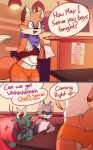  2020 anthro bulge canid canine clothing dialogue english_text femboy_hooters fox giidenuts girly group hi_res male mammal text thebestfox 