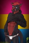  abs anthro briefs clothing dragon genitals hi_res hoodie iudicium86 lgbt_pride male muscular muscular_anthro muscular_male pansexual_pride_colors penis pride_colors scalie solo tongue topwear underwear western_dragon 