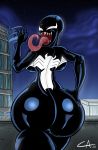  2020 absurd_res alien alien_humanoid ameizinglewds big_breasts big_butt black_body breasts butt fangs fellatio_gesture female gesture hi_res huge_butt huge_thighs humanoid looking_at_viewer looking_back marvel multicolored_body not_furry she-venom solo suggestive suggestive_gesture symbiote teeth thick_thighs tongue tongue_out two_tone_body venom_(marvel) white_body 