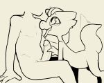  2020 5:4 absurd_res ambiguous_gender anthro black_and_white duo erection faceless_male genitals handjob hi_res human human_on_anthro humanoid_genitalia humanoid_penis interspecies itsunknownanon kobold line_art male male/ambiguous mammal monochrome nude penile penis pupils reptile scalie sex slit_pupils tailwag tongue tongue_out 