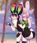  anthro catta_(marshmallow-ears) clothed clothing dialogue duo ears_up emanata english_text female hi_res lagomorph lemur leporid male male/female mammal marshmallow-ears nude peachy_(marshmallow-ears) primate rabbit ring-tailed_lemur ringtail sex strepsirrhine text thigh_sex 