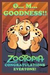  2016 2:3 absurd_res anthro benjamin_clawhauser black_spots border brown_border byron_howard cheetah clothed clothing disney english_text felid feline fur hi_res male mammal official_art open_mouth open_smile signature smile solo spots spotted_body spotted_fur text yellow_body yellow_fur zootopia 