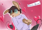  &lt;3 anthro blush clothed clothing dwars eyewear glasses hair hare hi_res lagomorph leporid male mammal masochism ouch pain rabbit skuttlebucket solo sweater topwear turtleneck youtuber 