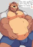  &lt;3 2020 anthro barazoku beard belly big_belly blush brown_body brown_fur bulge english_text eyes_closed facial_hair fur hi_res male mammal moobs musclegut muscular muscular_anthro muscular_male navel nipples open_mouth overweight overweight_anthro overweight_male solo text ursid vitashi 