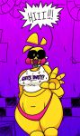  2020 android animal_humanoid animatronic anthro avian bib biped bird breasts chicken clothed clothing curvy_figure detailed_background dialogue english_text female five_nights_at_freddy&#039;s five_nights_at_freddy&#039;s_2 galliform gallus_(genus) hi_res humanoid looking_at_viewer machine non-mammal_breasts panties phasianid qoolguyart robot solo speech_bubble tagme text toy_chica_(fnaf) underwear video_games voluptuous 