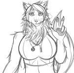  anthro breasts canid canine canis claws clothed clothing collar domestic_dog ear_piercing female fluffy fluffy_tail fur hair hi_res husky industrial_piercing mammal monochrome nordic_sled_dog open_mouth piercing simple_background sketch solo spitz white_background zi0808 