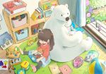  2020 anthro book detailed_background duo female fuji25_2501 fujiwarayoshito fur hi_res human inside mammal polar_bear reading sitting ursid ursine white_body white_fur 