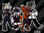  4:3 anthro bazil_vasquez canid canine canis clothing collar date domestic_cat edgar_greyson felid feline felis female fishnet fishnet_legwear group hi_res hyaenid legwear male male/female mammal mia_cortez pepper_vasquez piercing s1nd3r3 suit tuxedo_shirt wolf 